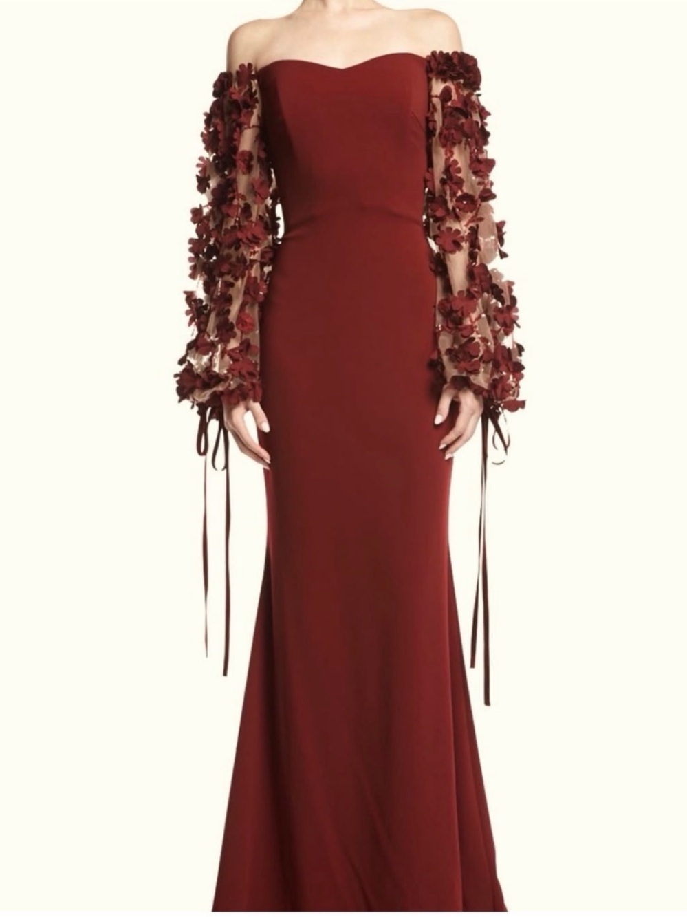 Badgley mischka. Oddessa of the shoulder crepe evening gown dress - Picture 1 of 2